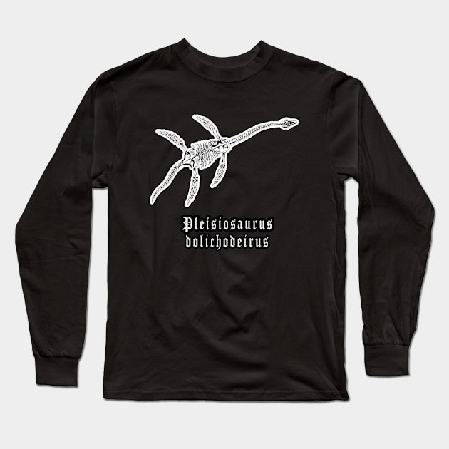 🦖 Fossil Skeleton of a Plesiosaurus dolichodeirus Dinosaur Long Sleeve T-Shirt by Pixoplanet